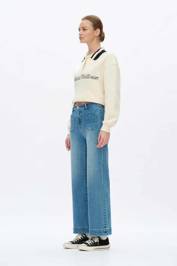High Rise Wide Leg Jeans-Wide Leg-BAYEAS