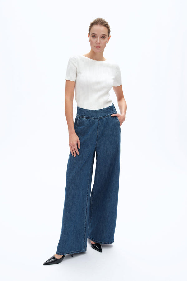 High Rise Wide Leg Jeans-Wide Leg-BAYEAS