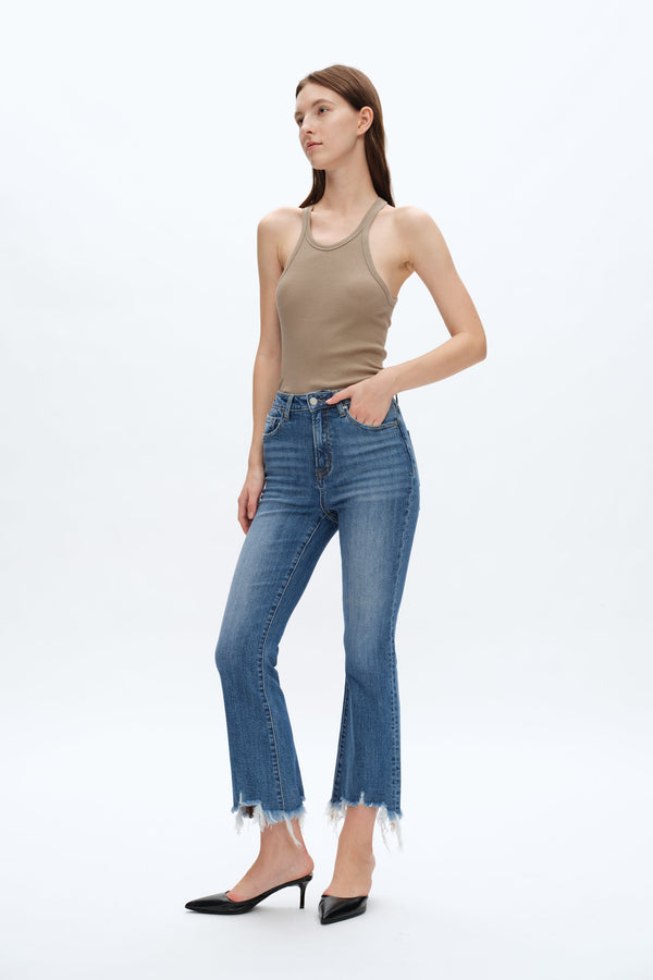High Rise Flare Denim Jeans-Flare & Bootcut-BAYEAS