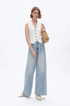 Drawstring Baggy Jeans for Women-Wide Leg-BAYEAS