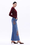 High Rise Embroidered Wide Leg Jeans-Wide Leg-BAYEAS