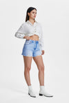 High Rise Distressed Denim Shorts-Shorts-BAYEAS