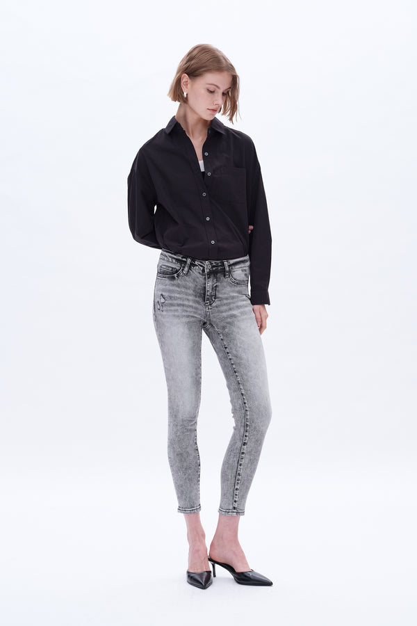Mid Rise Skinny Jeans-Skinny-BAYEAS