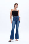 Butt Lifting Flare Denim Jeans-Flare & Bootcut-BAYEAS