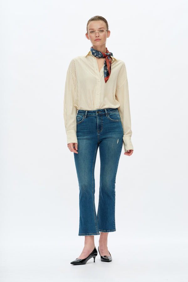 High Rise Cropped Flare Pants