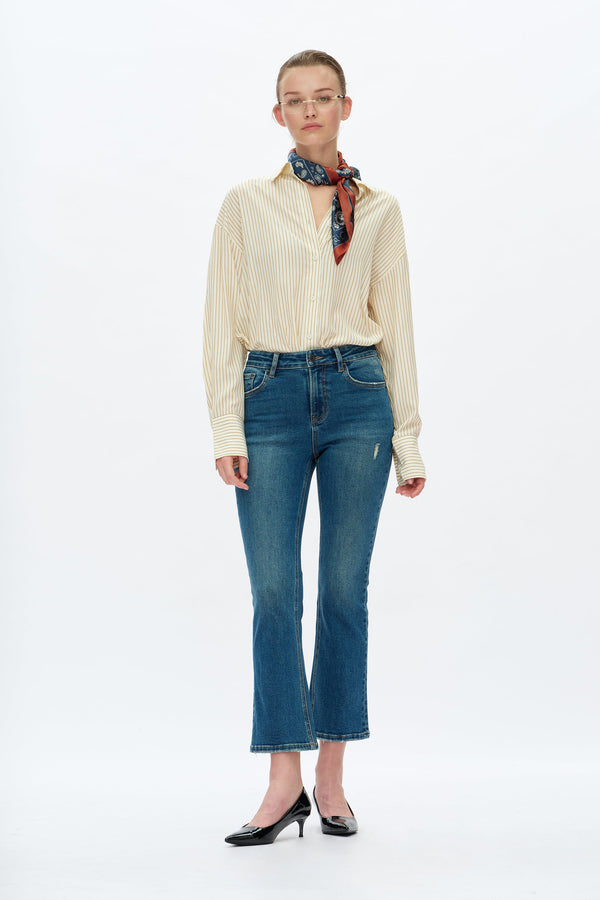 High Rise Flare Jeans-Flare-BAYEAS