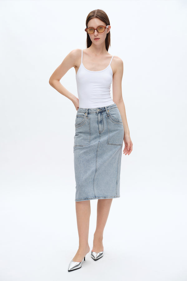 Beth Midi Denim Skirt-Skirts-BAYEAS
