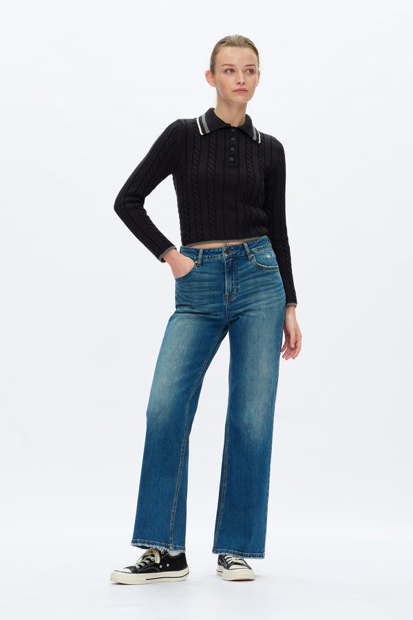 High Rise Wide Leg Denim Jeans