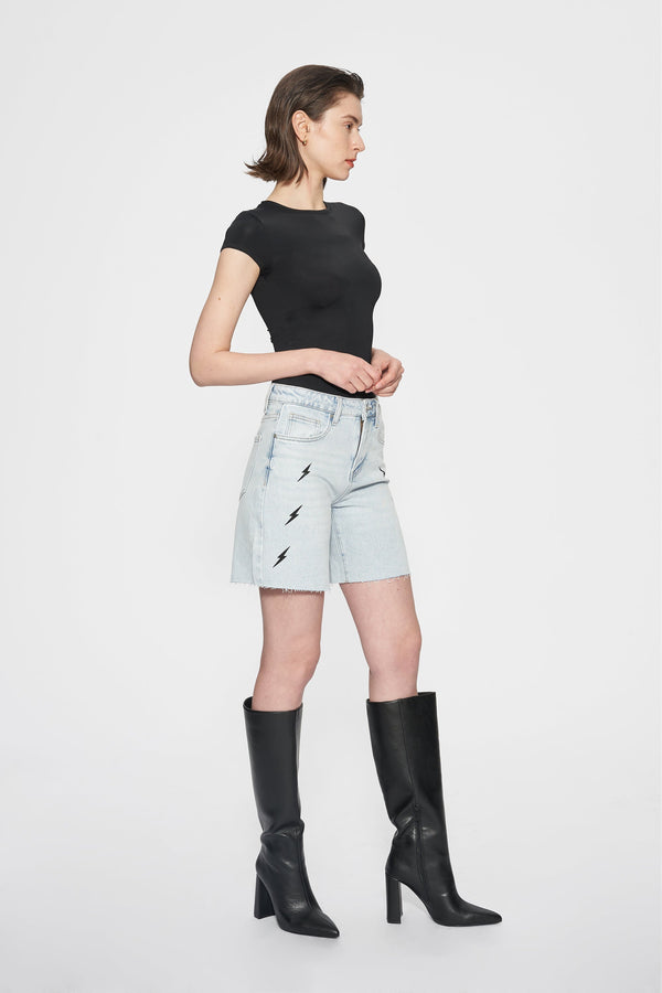 Miki High Rise Bermuda Denim Shorts-Shorts-BAYEAS