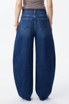 Mid Rise Deep Indigo Barrel Jeans