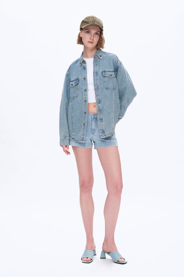 Mid Rise Shorts (Light Blue)-Shorts-BAYEAS