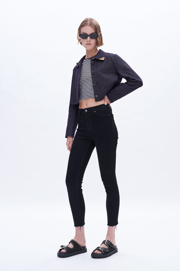 High Rise Skinny Denim Jeans-Skinny-BAYEAS