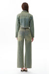 Statement High Rise Rhinestone Wide Leg Jeans