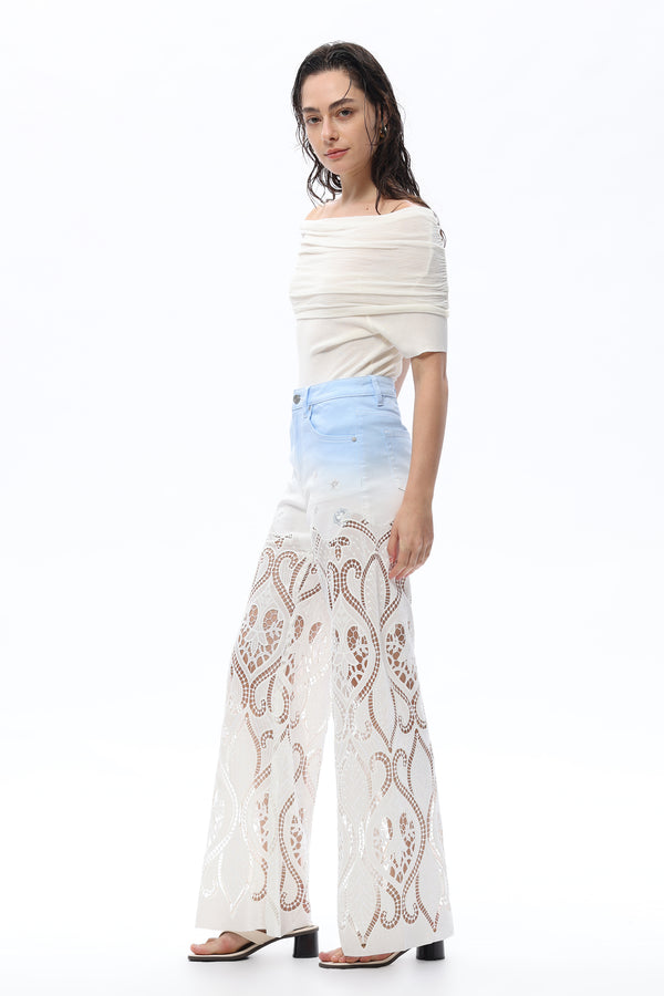 High Rise Wide Leg Sky Fade Jeans