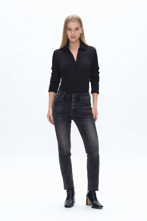 High Rise Skinny Jeans-Skinny-BAYEAS
