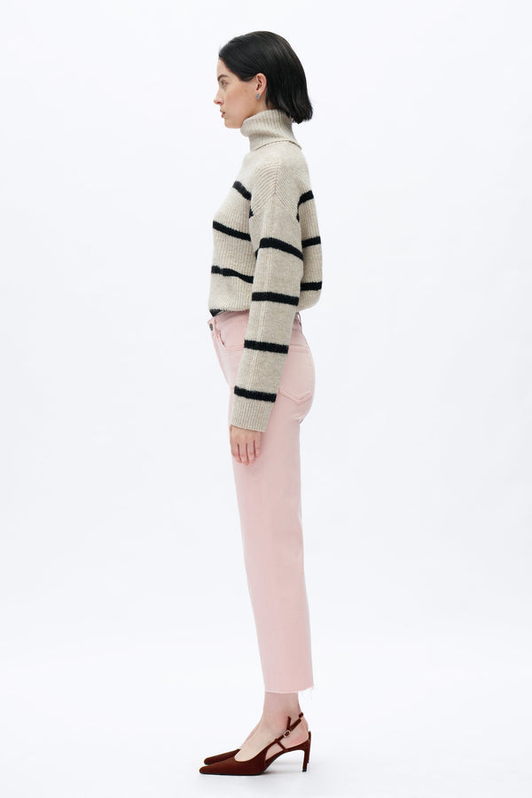 Pink High Rise Straight Jeans-Straight-BAYEAS