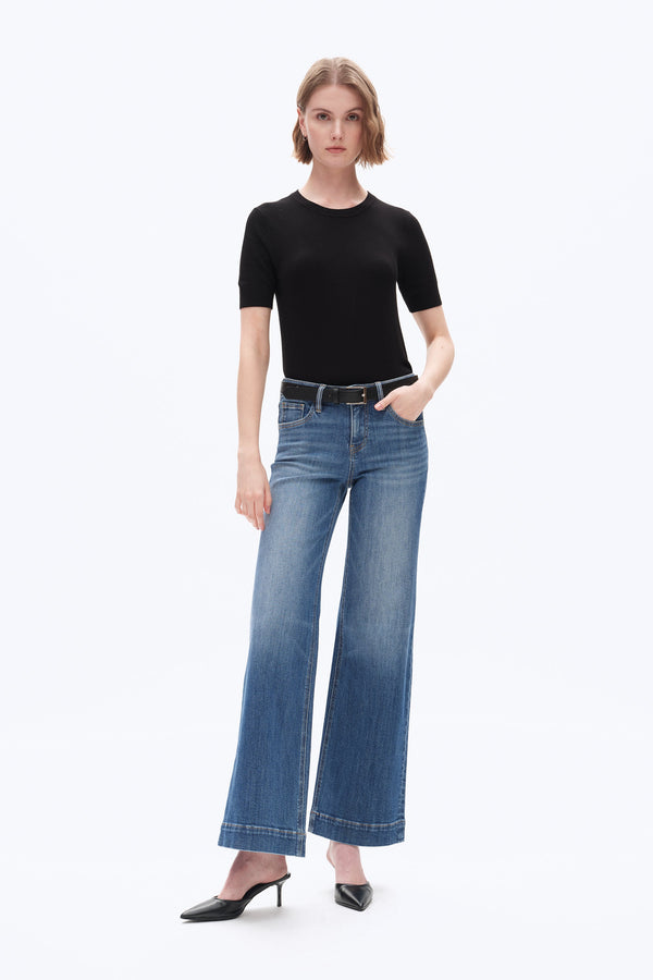 Low Rise Wide Leg Denim Jeans-Wide Leg-BAYEAS