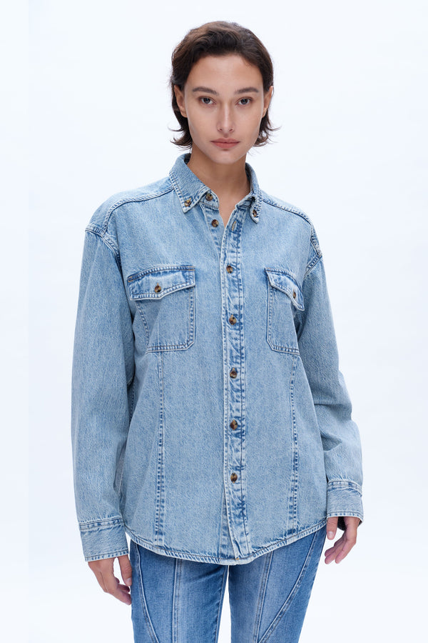 Oversized Denim Shirt for Women-Shirts-BAYEAS
