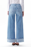 Mid Rise Cuffed Wide Leg Jeans