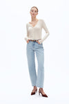 Mid Rise Barrel Leg Jeans-Wide Leg-BAYEAS