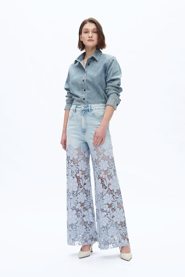HIGH RISE LACE WIDE LEG-Wide Leg-BAYEAS