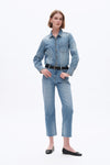 High Rise Straight Denim Jeans-Straight-BAYEAS