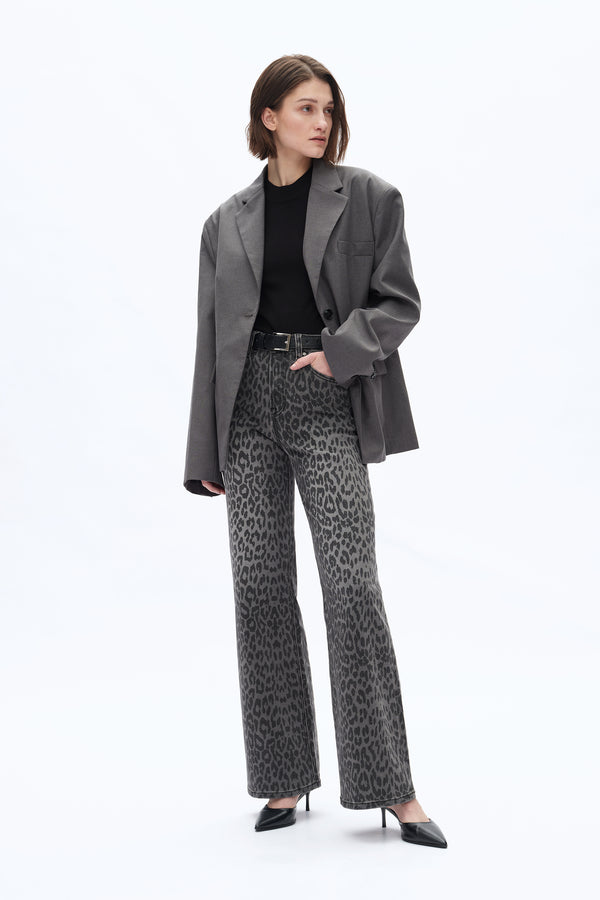 Leopard Print Wide Leg Jeans-Wide Leg-BAYEAS
