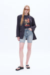 Ally Mid Rise Denim Shorts With Raw Hem-Shorts-BAYEAS