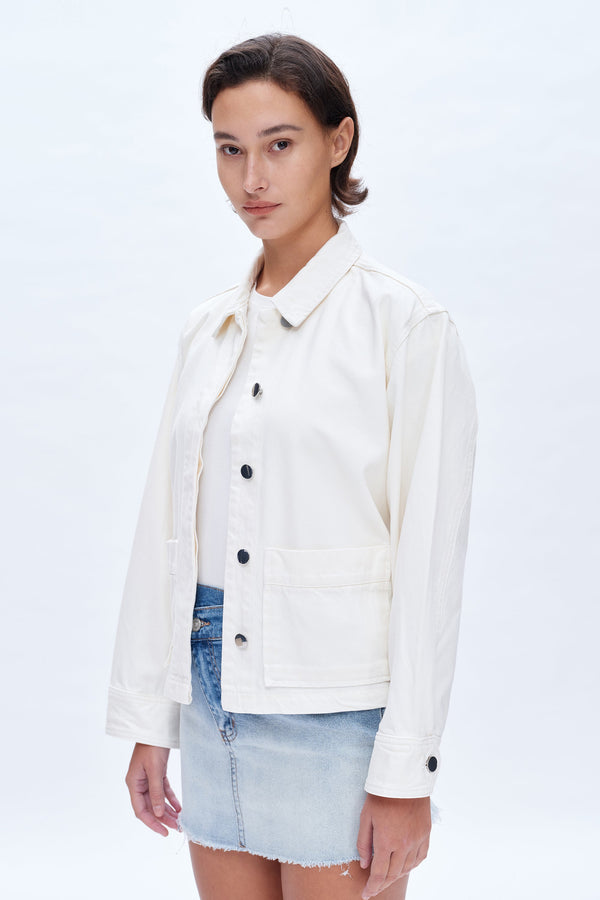 Plain White Denim Jacket-Jackets-BAYEAS