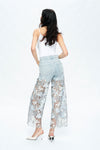 Embroidery High Rise Wide Leg Lace Denim Jeans With Rhinestone (最新版备份)-Wide Leg-BAYEAS