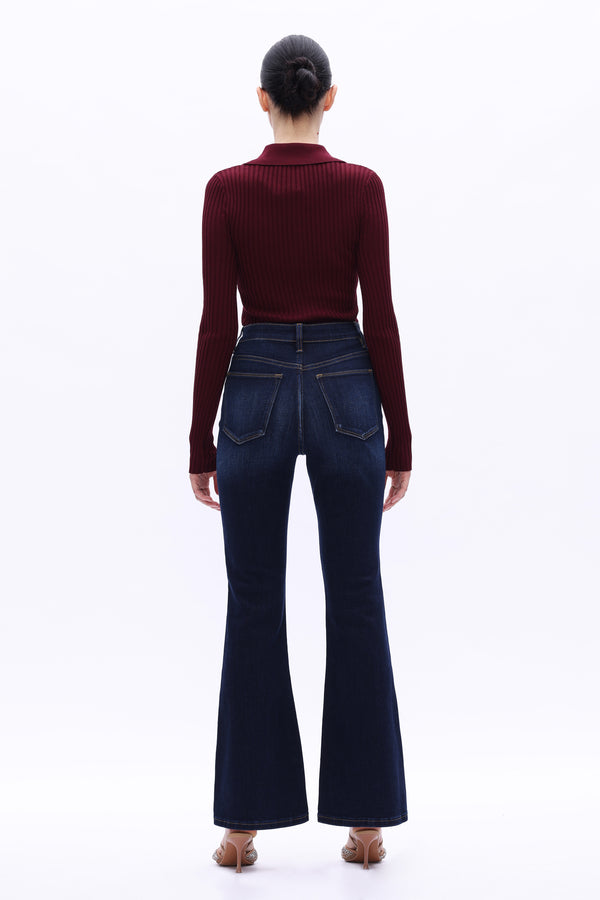 High Rise Flare Denim Jeans-Flare & Bootcut-BAYEAS