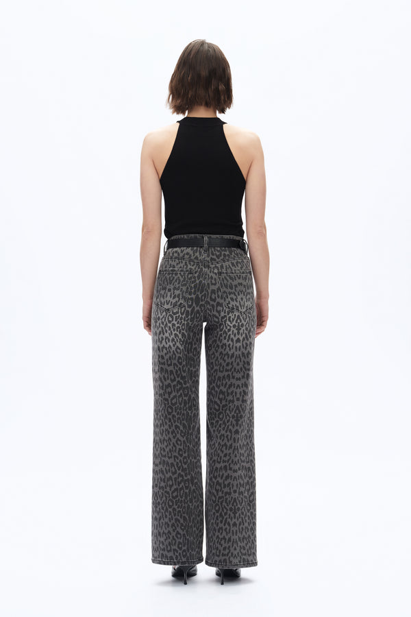 Leopard Print Wide Leg Jeans-Wide Leg-BAYEAS