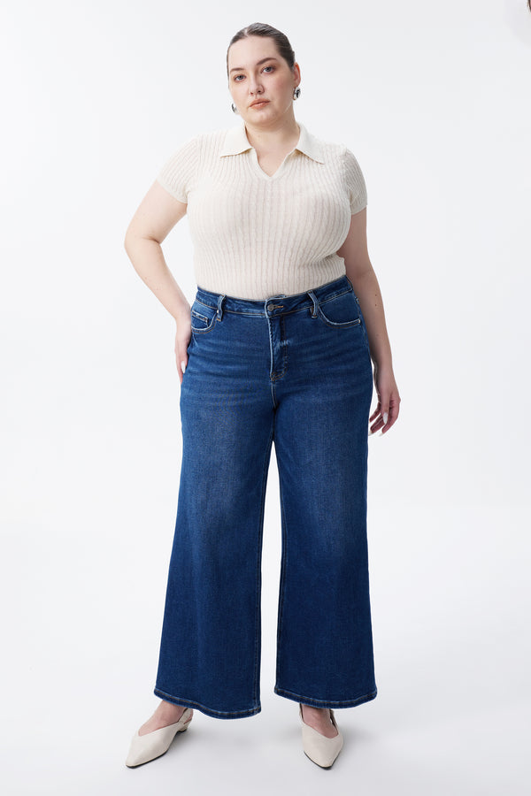 High Rise Ankle Wide Leg Jeans