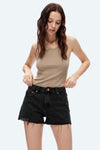 Ella Raw Hem Denim Shorts-Shorts-BAYEAS