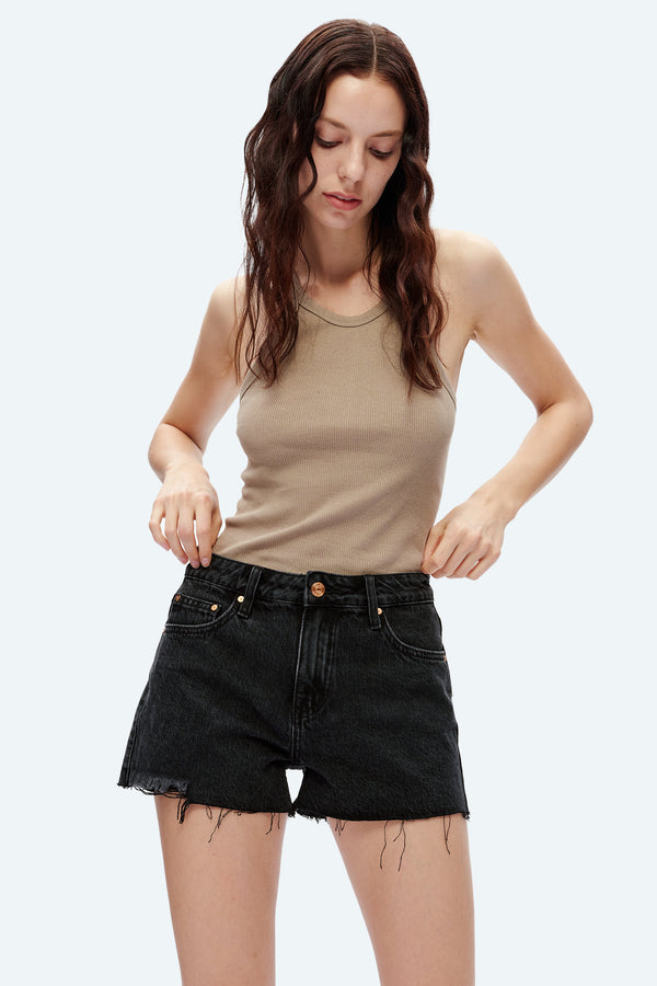 Ella Raw Hem Denim Shorts-Shorts-BAYEAS
