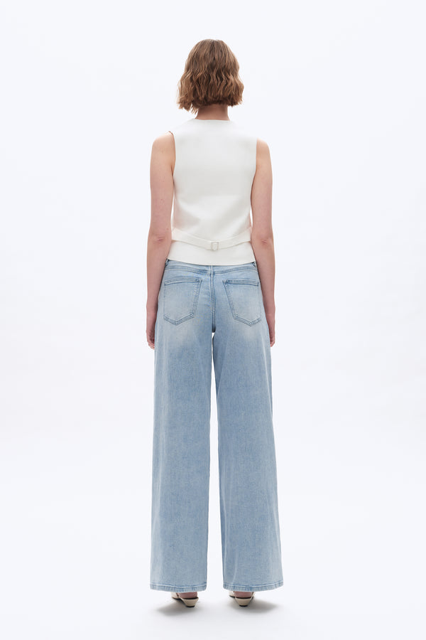 Drawstring Baggy Jeans for Women-Wide Leg-BAYEAS