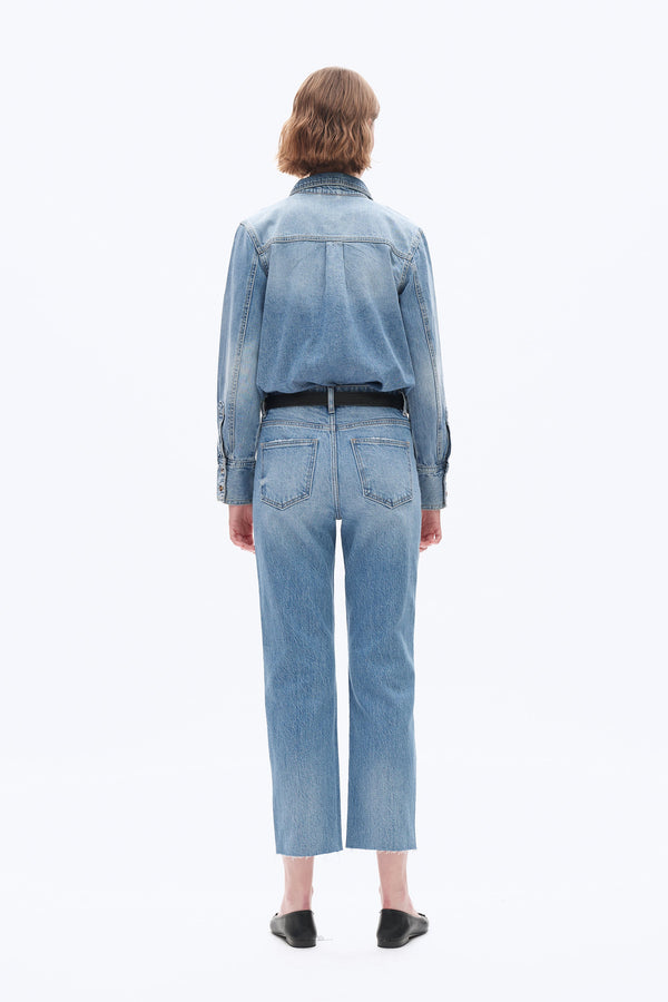 High Rise Straight Denim Jeans-Straight-BAYEAS