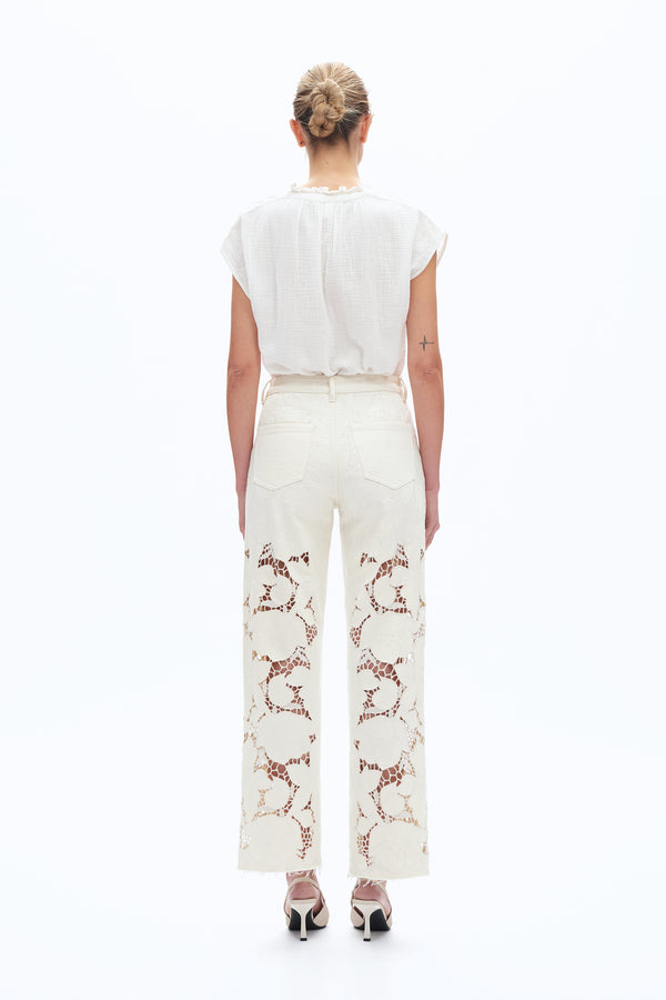 Lace Cutout Pants-Straight-BAYEAS