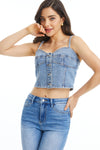 Lunna Denim Corset Top for Women-Corset-BAYEAS
