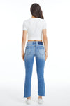 Mid Rise Slim Straight Jeans With Raw Hem-Straight-BAYEAS