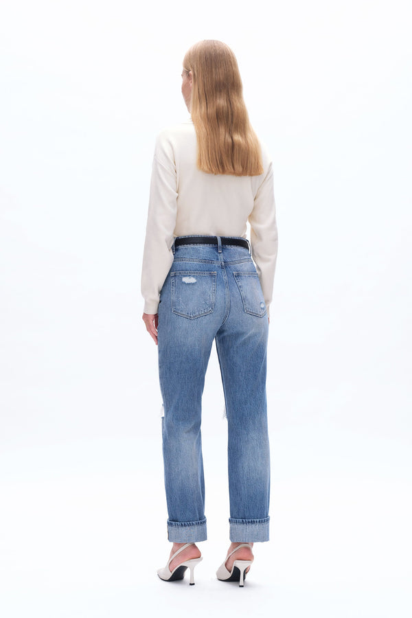 90s Vintage Distressed Jeans-Straight-BAYEAS