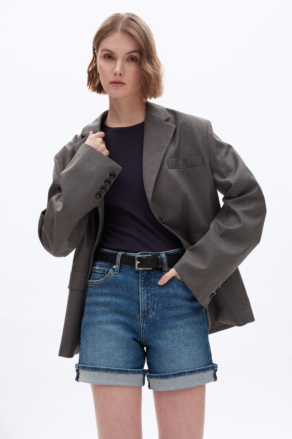 Classic Rolled Hem Denim Shorts-Shorts-BAYEAS