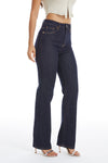 High Rise Straight Denim Jeans-Straight-BAYEAS