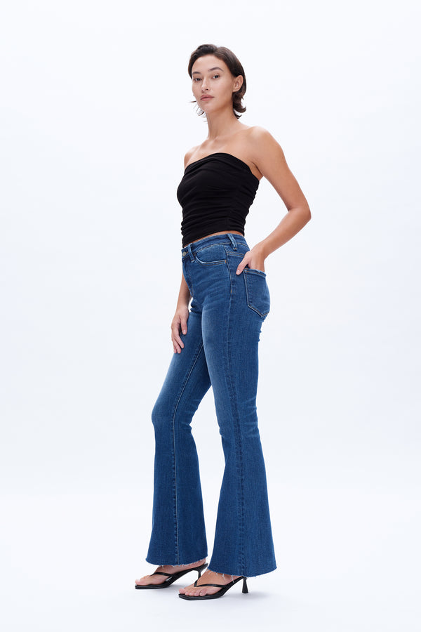 Butt Lifting Flare Denim Jeans-Flare & Bootcut-BAYEAS