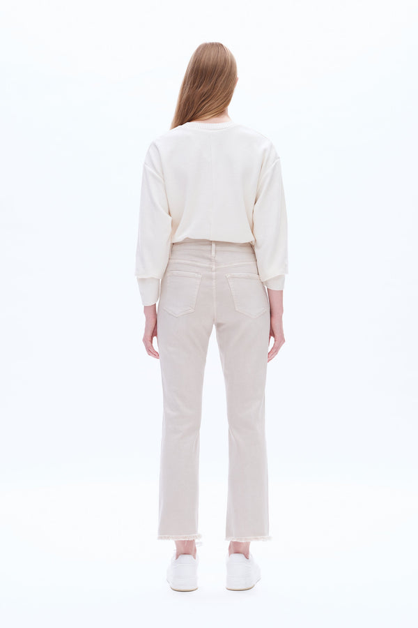 High Rise Frayed Hem Jeans-Straight-BAYEAS