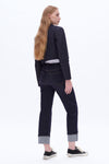 High Rise Straight Cuffed Denim Jeans