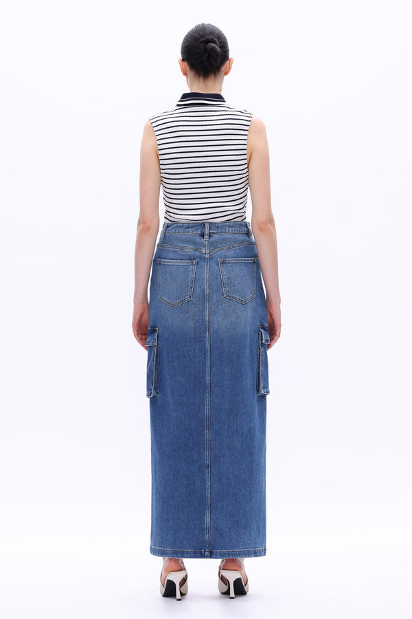 MID RISE CARGO MAXI SKIRT-Skirts-BAYEAS