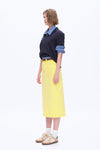 Midi Denim Skirt with Back Slit-Skirts-BAYEAS
