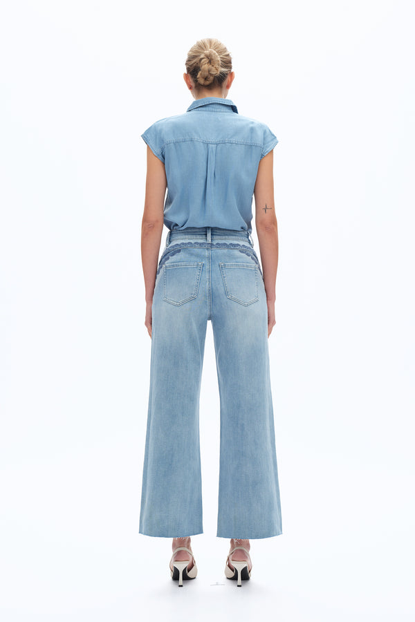 Patchwork Embroidered Wide Leg Jeans-Wide Leg-BAYEAS
