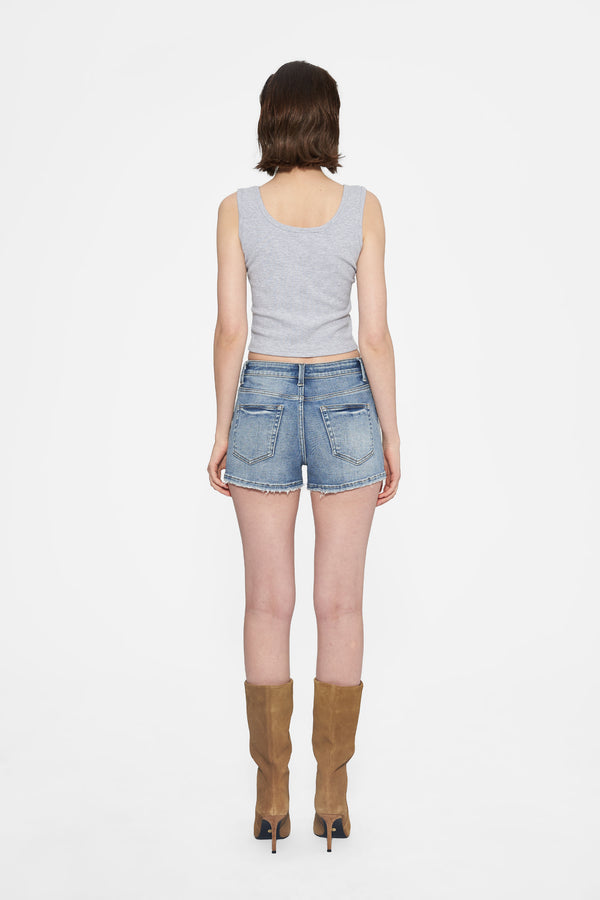 High Rise Ripped Denim Shorts-Shorts-BAYEAS